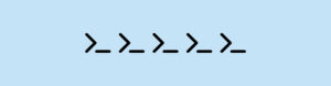 Sequência de símbolos representando um prompt de terminal ('>_') repetidos em um padrão sobre um fundo azul claro, remetendo a interfaces de linha de comando ou prompts de entrada de texto.