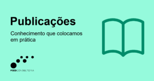 Imagem horizontal de compartilhamento da página Publicações, com fundo verde-menta, título e chamada em preto, ícone verde-escuro de livro aberto e logotipo da Feed Consultoria.